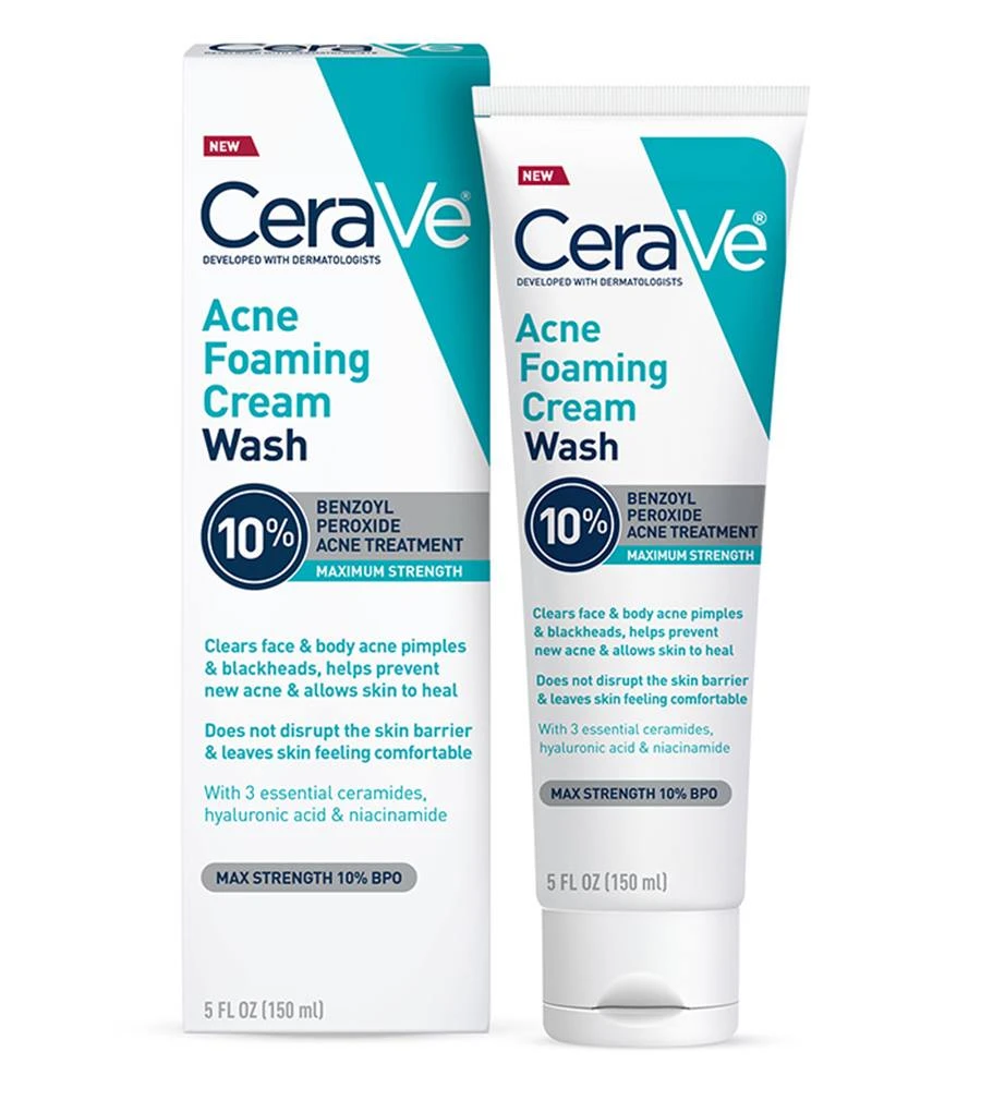 CeraVe Acne Foaming Cream Cleanser with 10% Benzoyl Peroxide