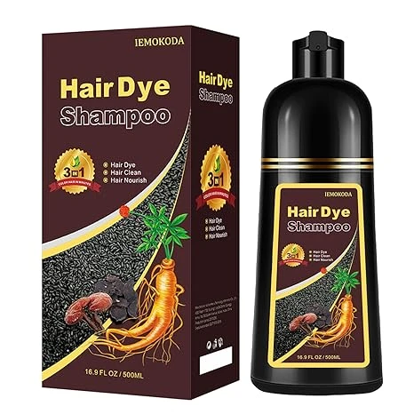 IEMOKODA Natural Coffee Hair Color Shampoo – 3-in-1 Herbal Formula