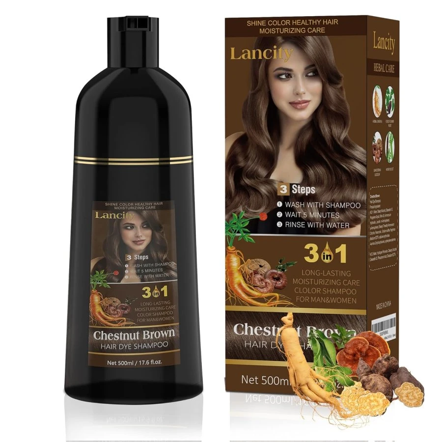 Lancity Hair Dye Shampoo 3-in-1 – Chestnut Brown