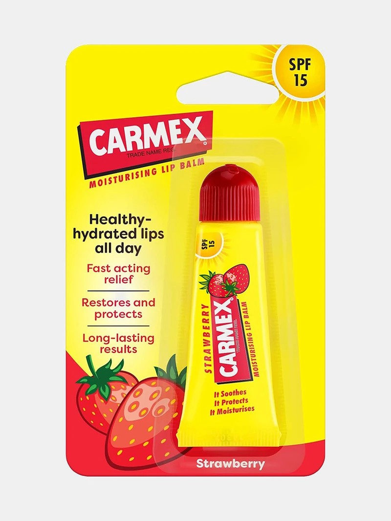 Carmex Daily Care Strawberry Moisturizing Lip Balm SPF 15