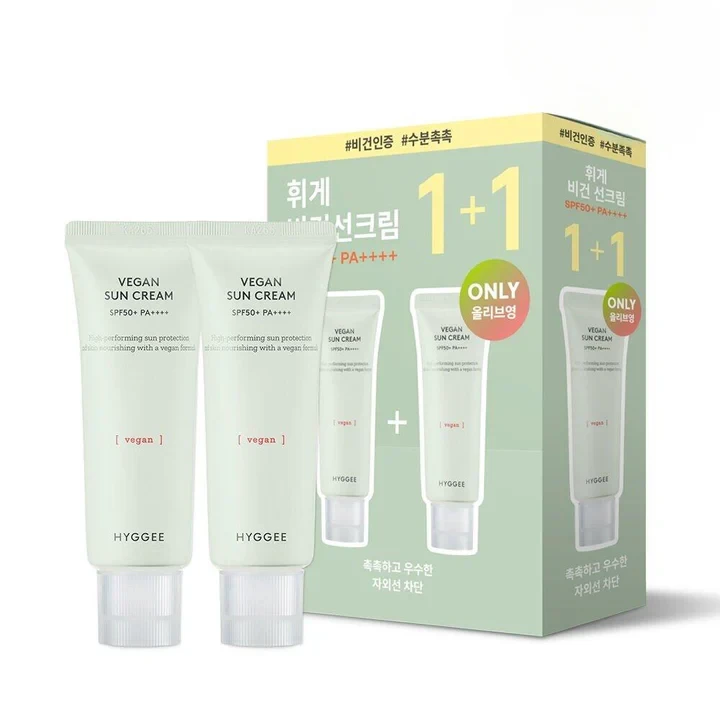 Hyggee Vegan Sun Cream SPF50+ PA++++ (35 ml × 2, 1+1 set)