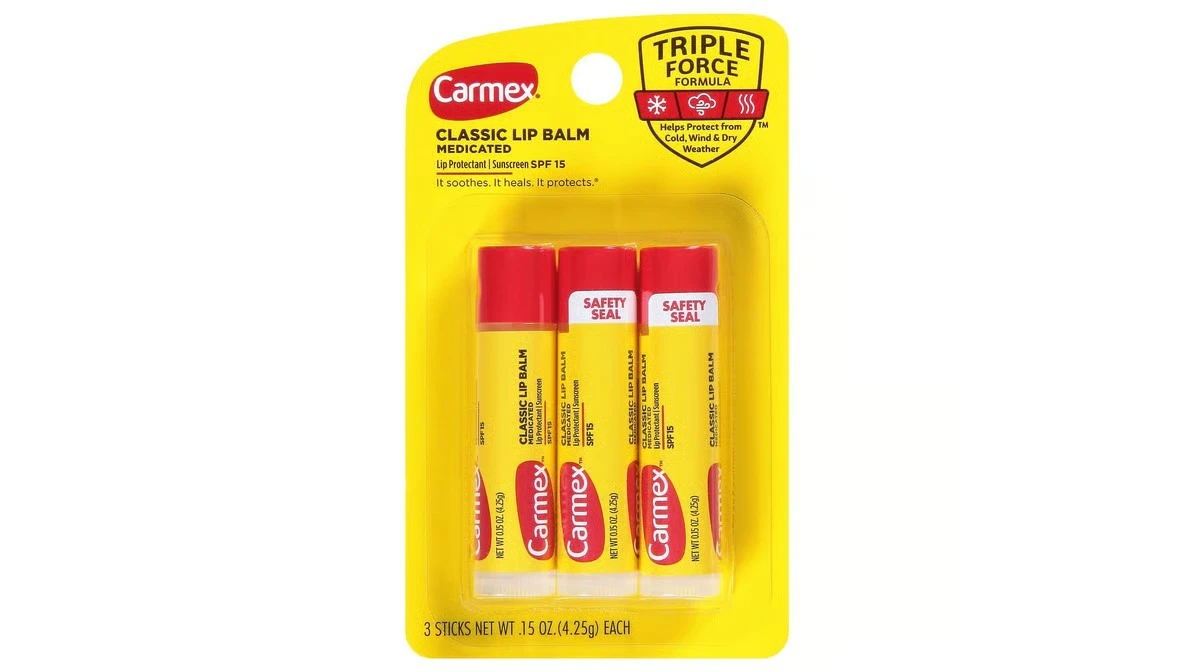 Carmex Classic Lip Balm Medicated SPF 15 – Triple Force Formula (3-Pack)